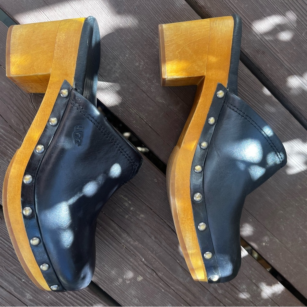 UGG Black Leather Clogs - Picture 3 of 6